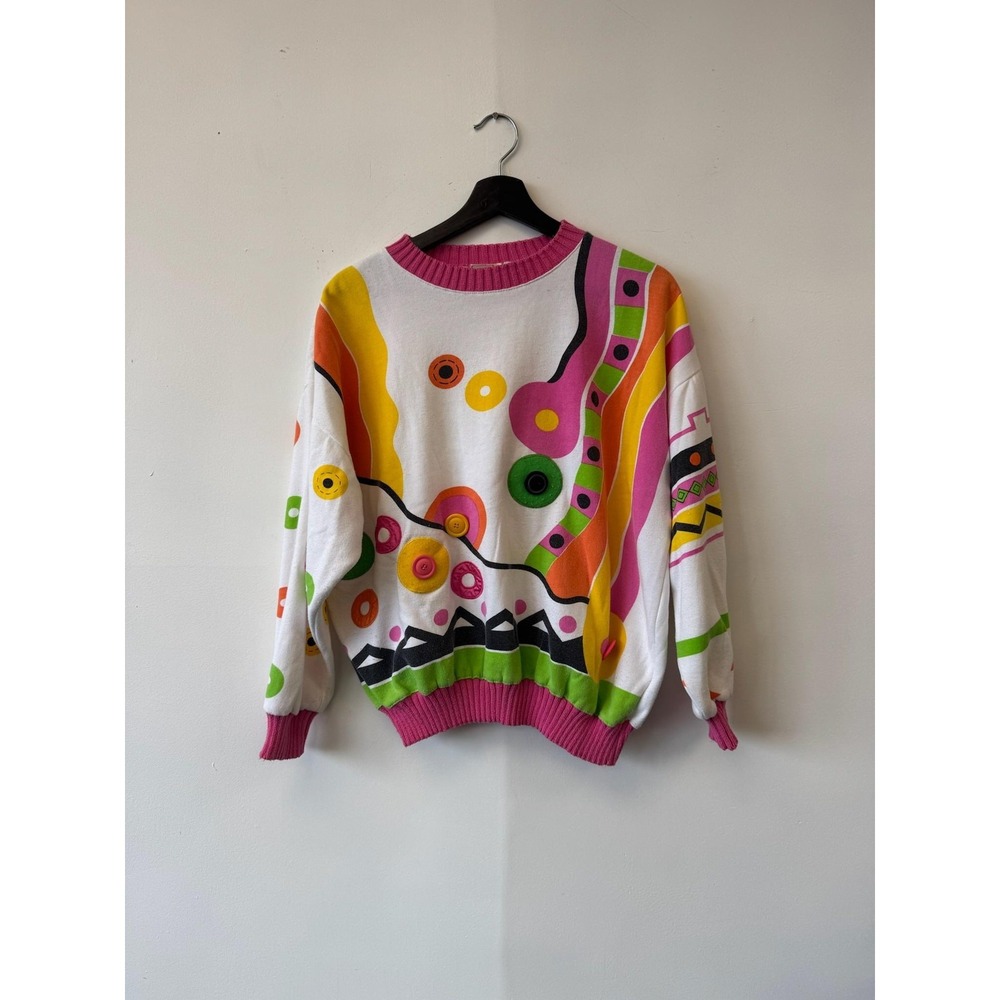VINTAGE Outside Interests Crewneck Sweatshirt Small Abstract Geometric 80s